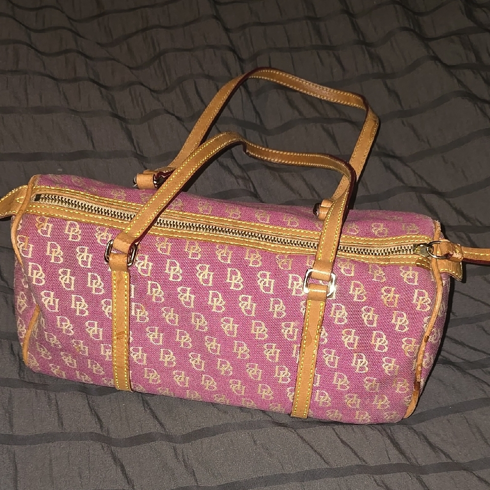 Dooney & Bourke Pink and Tan Travel Bag with Monogram
